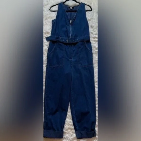 Rachel Comey Denim Utility Jumpsuit Wide Leg Sleeveless Belted Farm Boho Size 2 - Picture 5 of 10